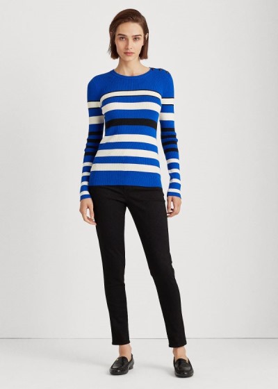 Sueter Ralph Lauren Mujer Azules / Creme / Negros - Ribbed Cotton-Blend - KTGUC3486